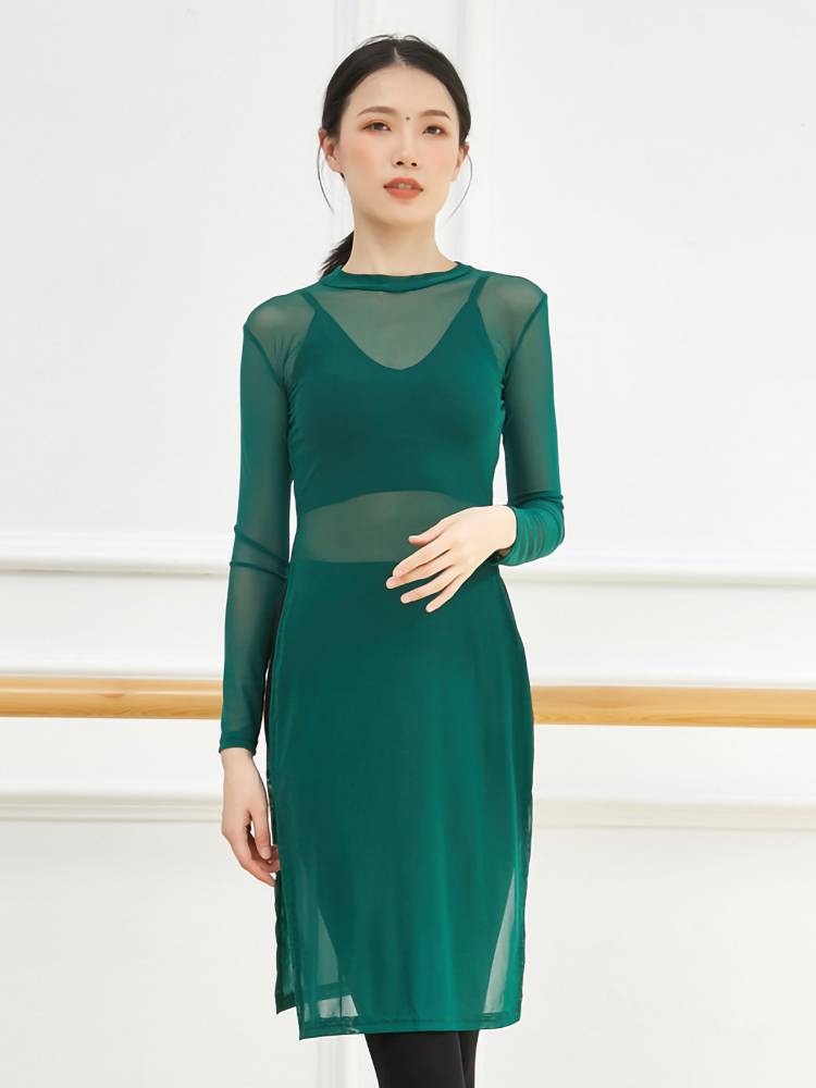 Classical splitting modern dance exercise uniforms high -necked summer square breathable top dance clothes showing thin yoga clothes