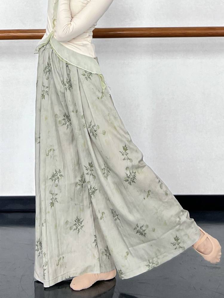 Modern dance loose wide -leg pants Classical dance elegant pants printed practice pants sinking national style dance pants summer