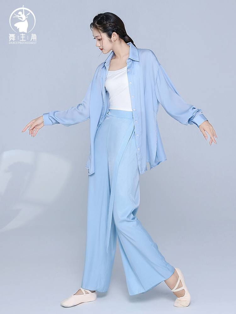 Dance main corner modern dance loose shirt dance service classical dance long -sleeved cardigan jazz dance top clothes