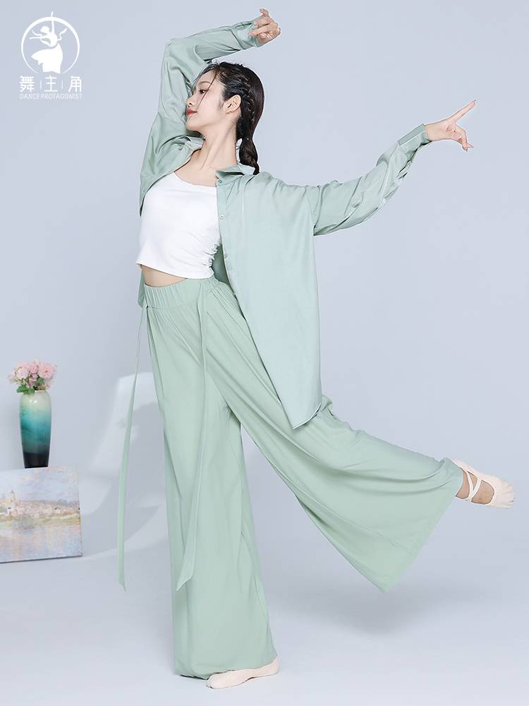 Dance main corner modern dance loose shirt dance service classical dance long -sleeved cardigan jazz dance top clothes