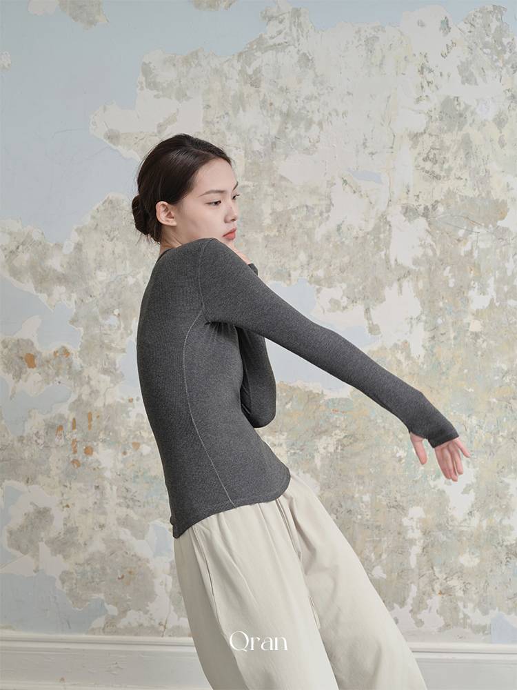 QRAN Modern Dance Plane Yoga Slim refers to the Basic Gong Dance Practice Service Sports Long -sleeved Knit
