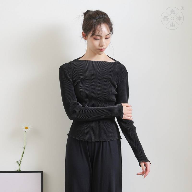 Dance is performed by my density pleated modern dance service long -sleeved training skills everyday versatile loose and comfortable top