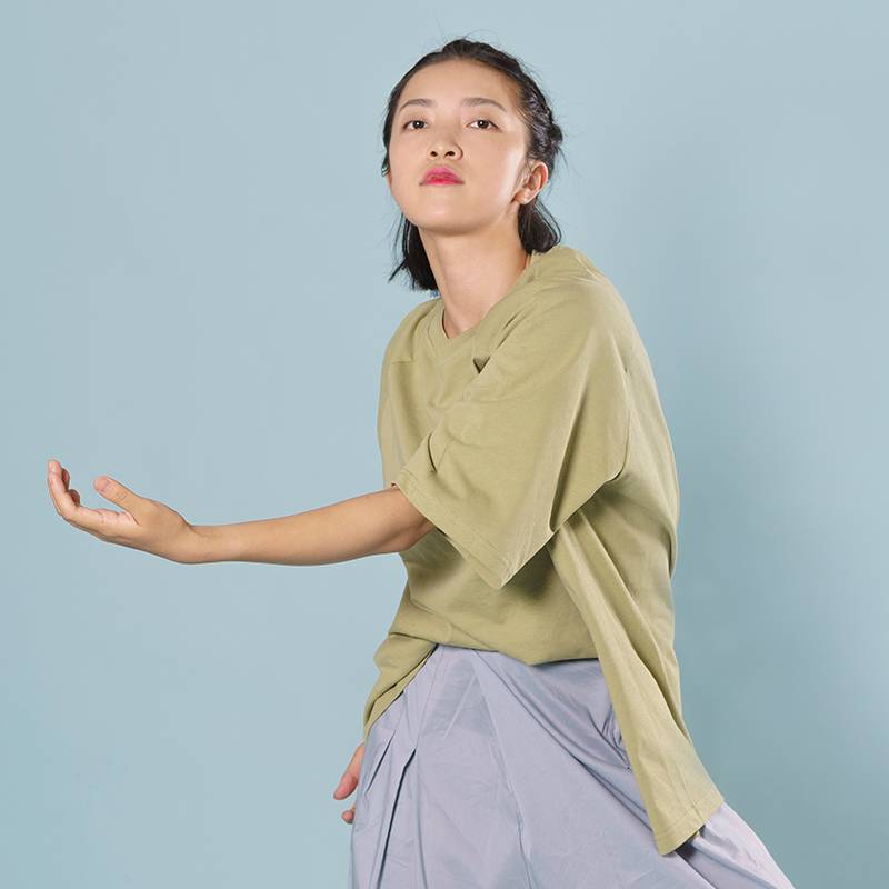 F-19 Modern dance clothing top exercises, short-sleeved high-end round neck full cotton daily leisure men and women loose sports