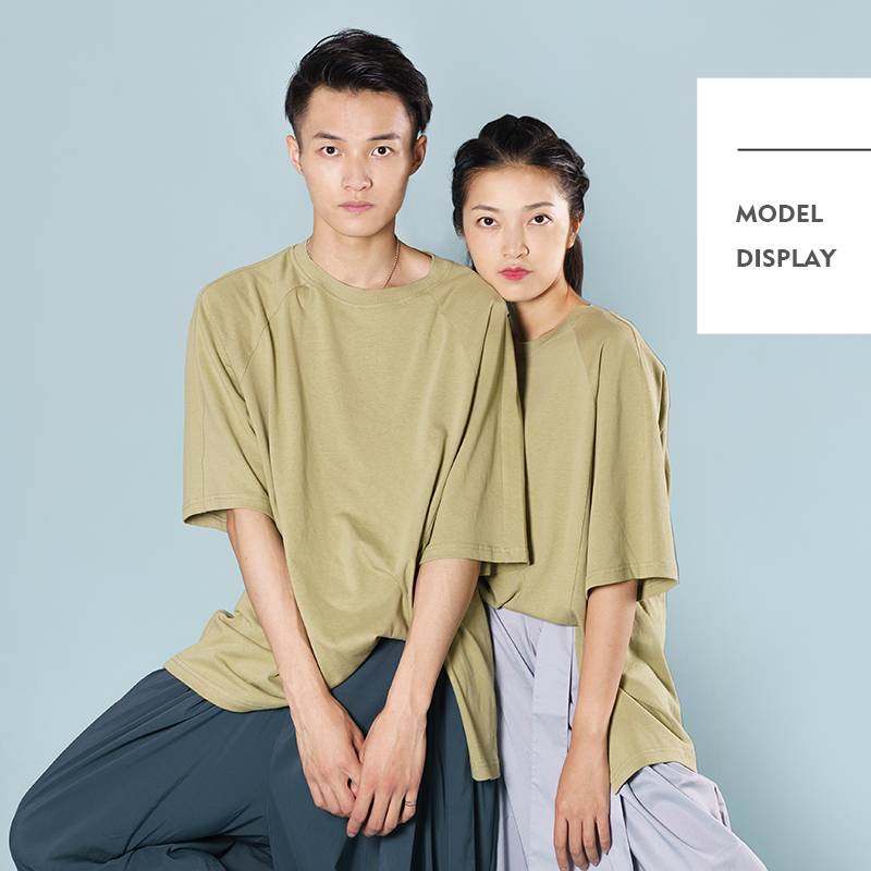 F-19 Modern dance clothing top exercises, short-sleeved high-end round neck full cotton daily leisure men and women loose sports