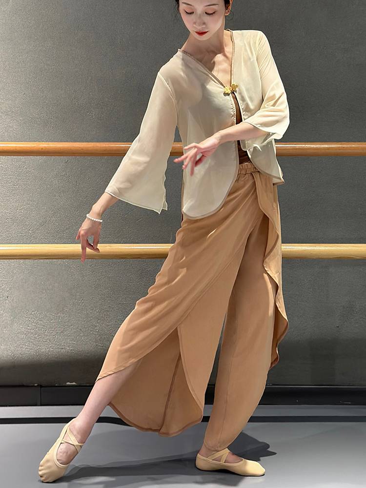 Classical dance service modern dance practice service female elegant split dance pants performance clothes wide -leg scissors pants