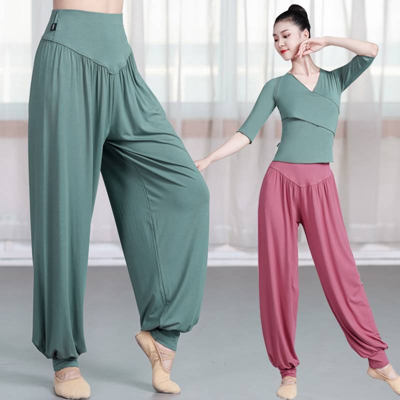 Dance pants summer female training shape training clothing female Modal lantern trousers top suit modern dance new style