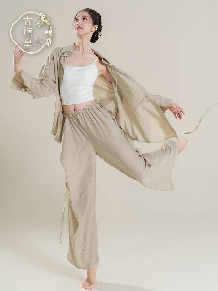 Modern Dance Practice Server Loose Shirts High -end Dance Series Flower Dance Dress Pants
