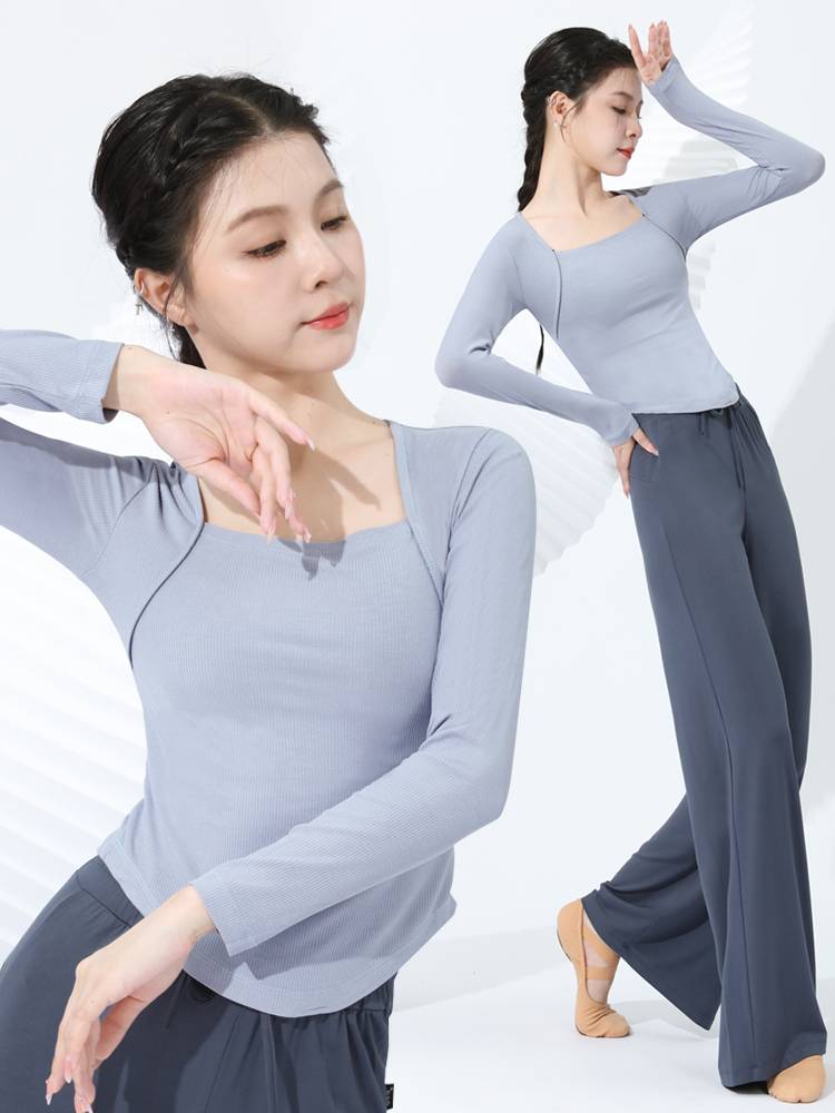Dance practice uniform Top, female adult shape dancing short -sleeved Chinese classical modern dance art test training clothing summer