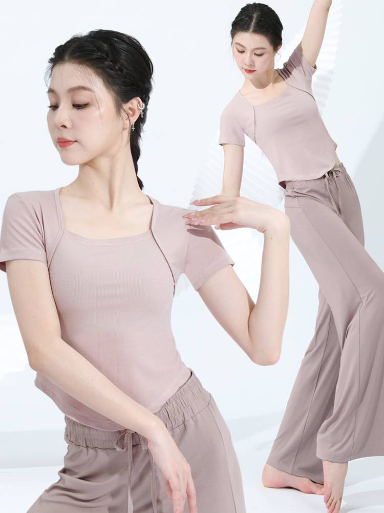 Dance practice uniform Top, female adult shape dancing short -sleeved Chinese classical modern dance art test training clothing summer