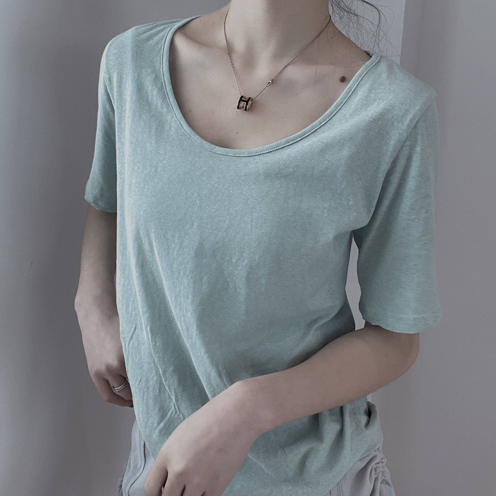 Simple Xia Nu's new Dema short -sleeved T -shirt Modern dance clothing loose dance dance practice service