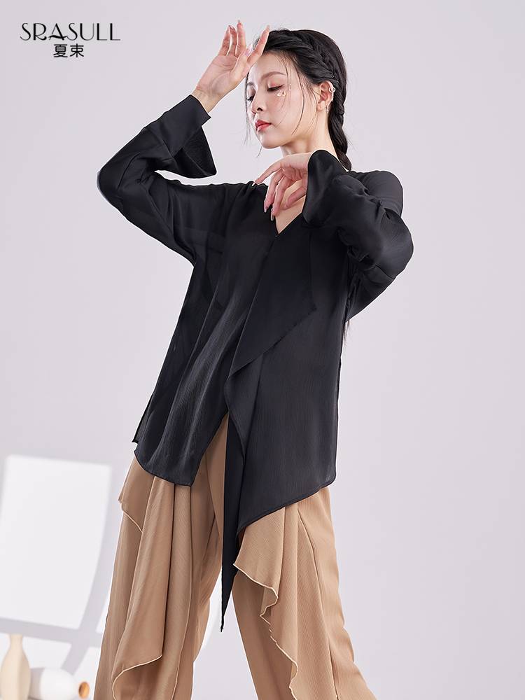Xia Shu modern dance shirt men and women's elegant sense of Chinese dance top dance teacher dance clothing shirt practice