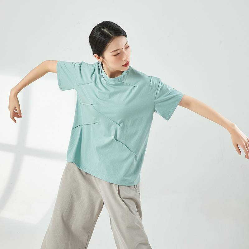 Modern dance clothing top, practice service, adult long -sleeved round neck cotton daily leisure men's loose sportswear new model