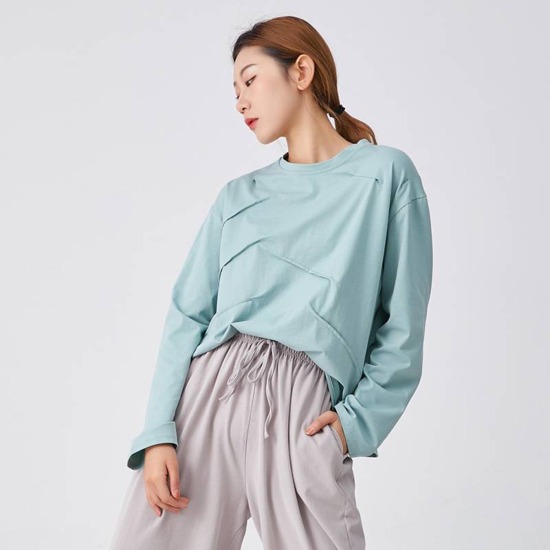 Modern dance clothing top, practice service, adult long -sleeved round neck cotton daily leisure men's loose sportswear new model