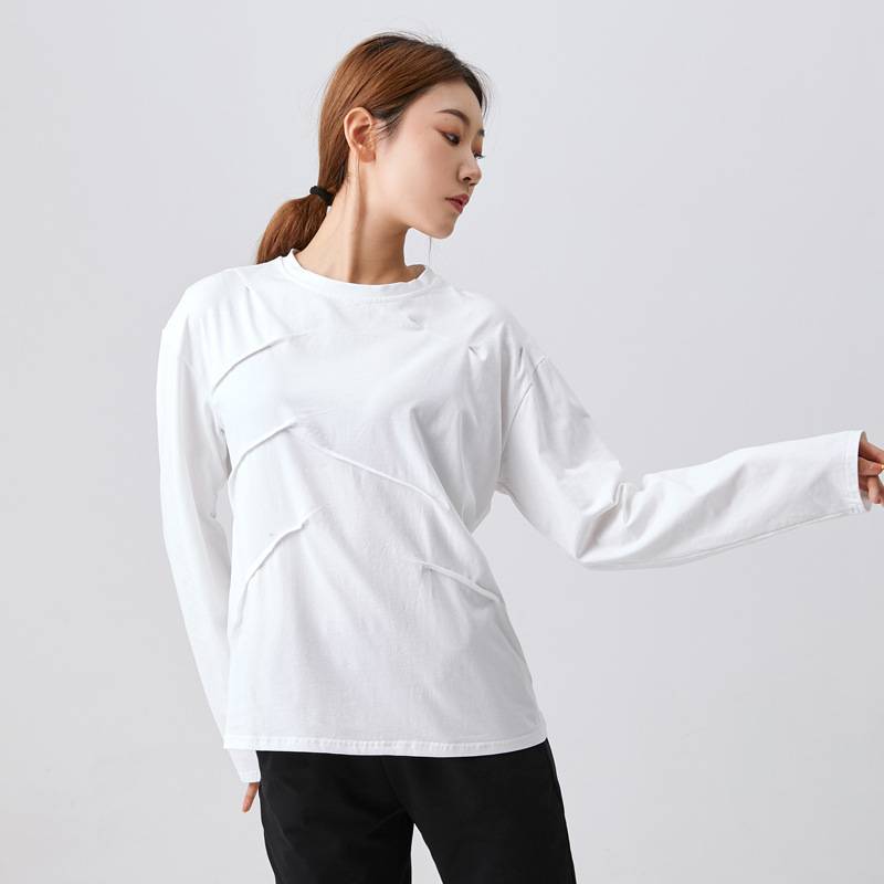 Modern dance clothing top, practice service, adult long -sleeved round neck cotton daily leisure men's loose sportswear new model