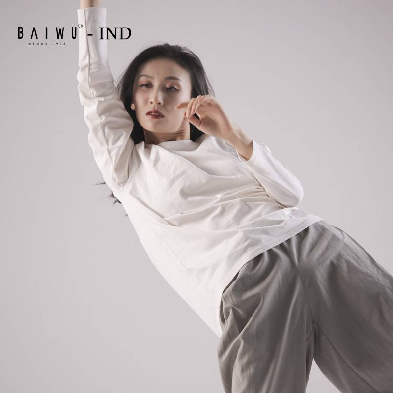 Baiwu Zhao Lei IND modern dance long -sleeved training T -shirt pure cotton men's and women's same practice uniform top 121102003