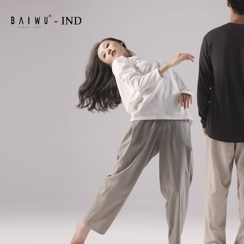 Baiwu Zhao Lei IND modern dance long -sleeved training T -shirt pure cotton men's and women's same practice uniform top 121102003