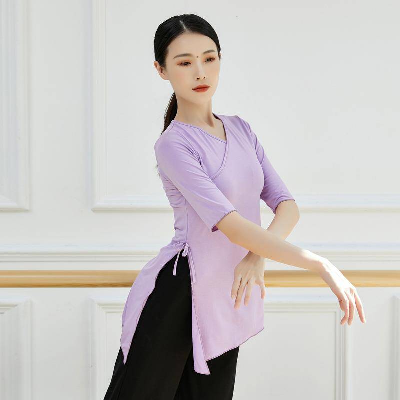 Classical dance clothing top female Chinese modern dance horn sleeve dance dance body dance practice service 230 grams