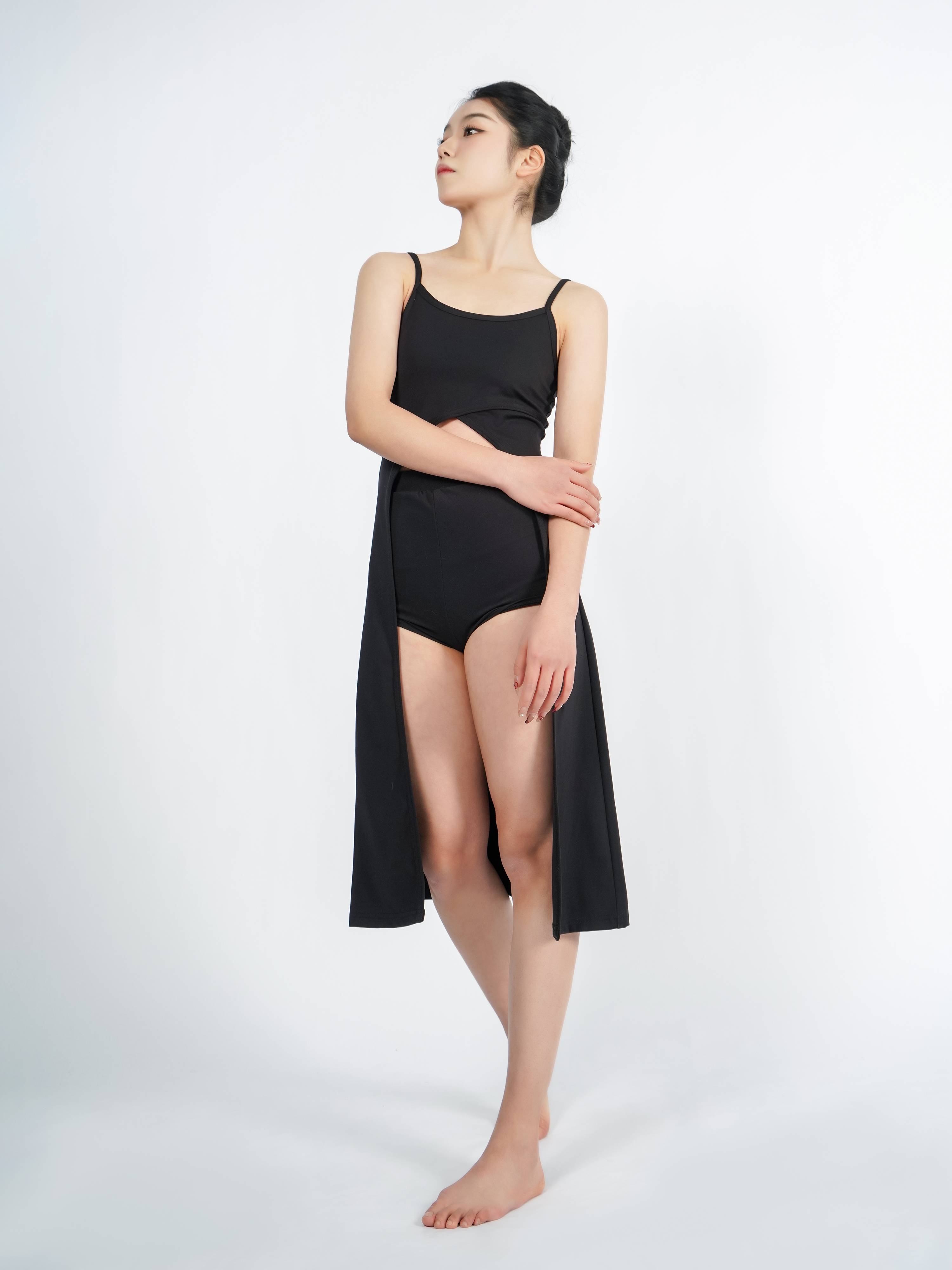 Put a TF0107 suspender dance long skirt Modern dance skirt performance performance conjoined long skirt solid sleeveless skirt