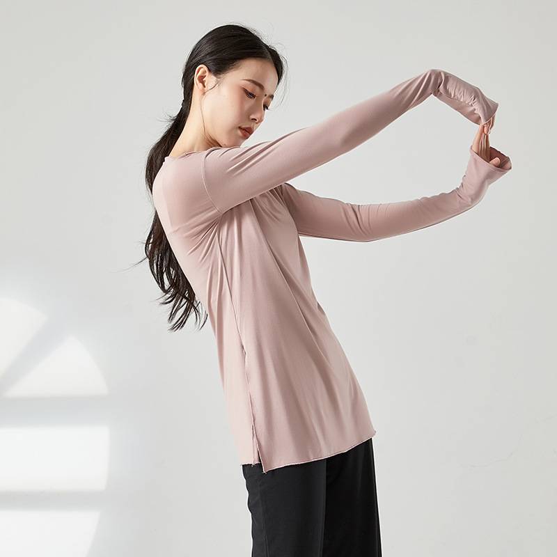 Loose modern dance exercise uniforms Top female personality split modern dance plus long -sleeved basic training college training service square dance