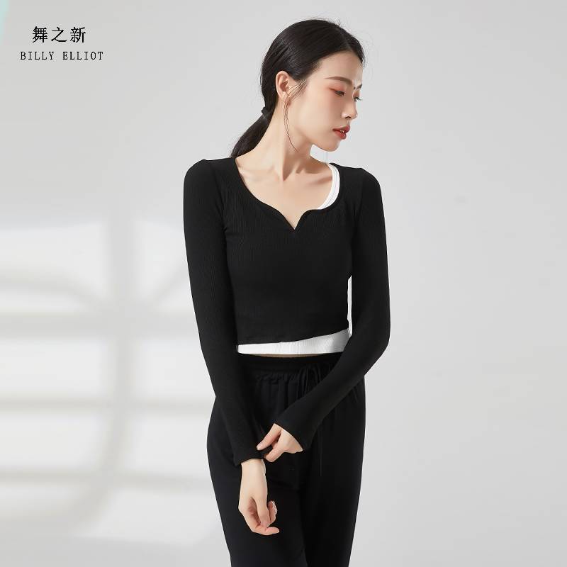 Dance top Women's new modern dance short -sleeved fashion body training clothing female middle V national classical dance exercise