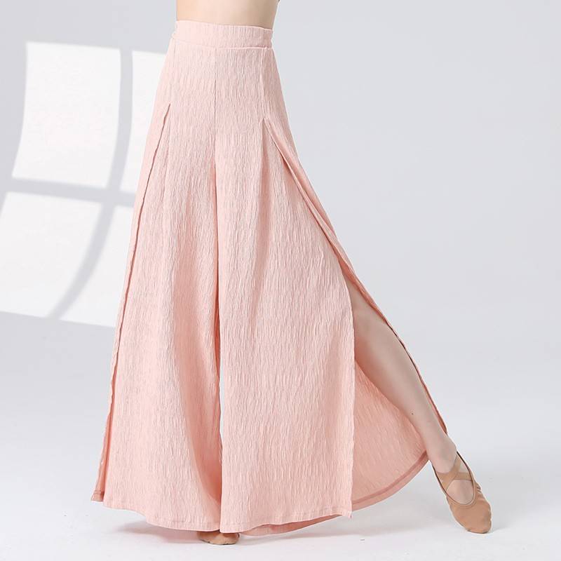 Modern dance pants female 2024 summer new side split wide -leg pants vertical folds adult classical dance pants