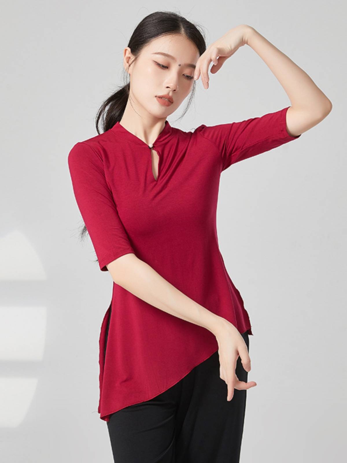 Modern dance national body body practice service large -size top Latin classical dance square body rhyme women Mianmadier