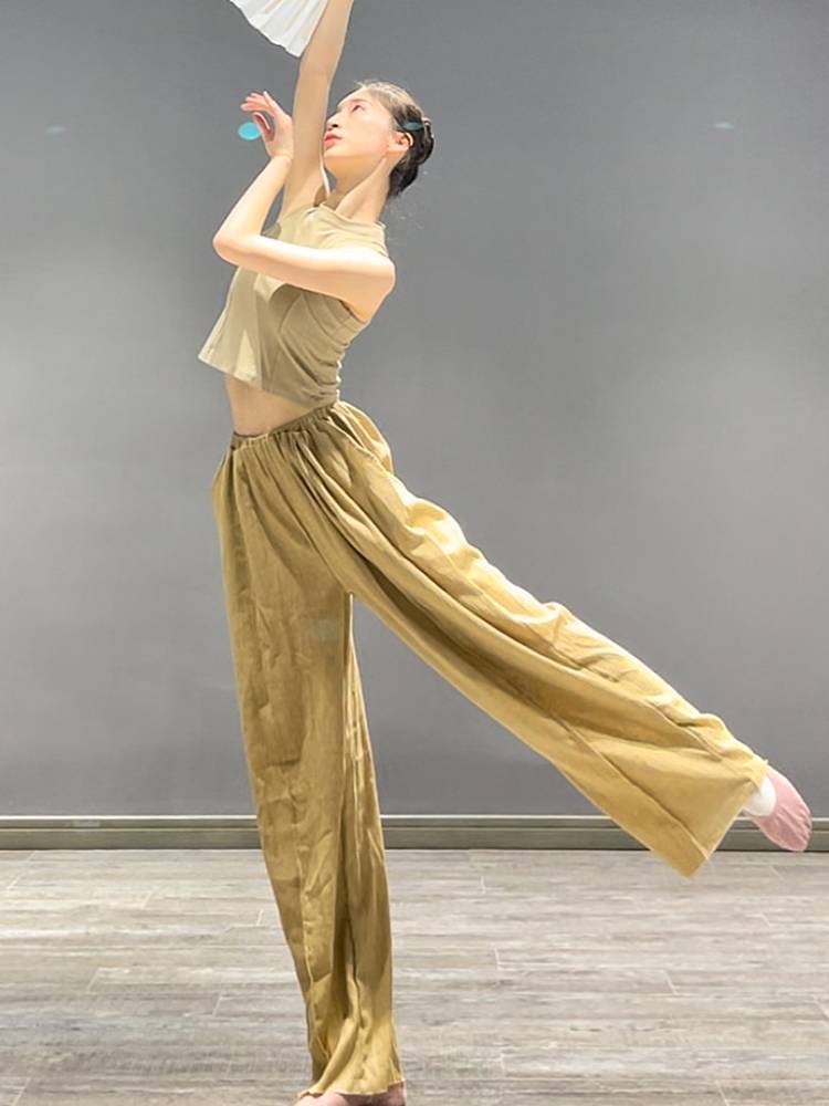 Modern dance practice service female tight body dance top black vest short art test yoga Chinese body service