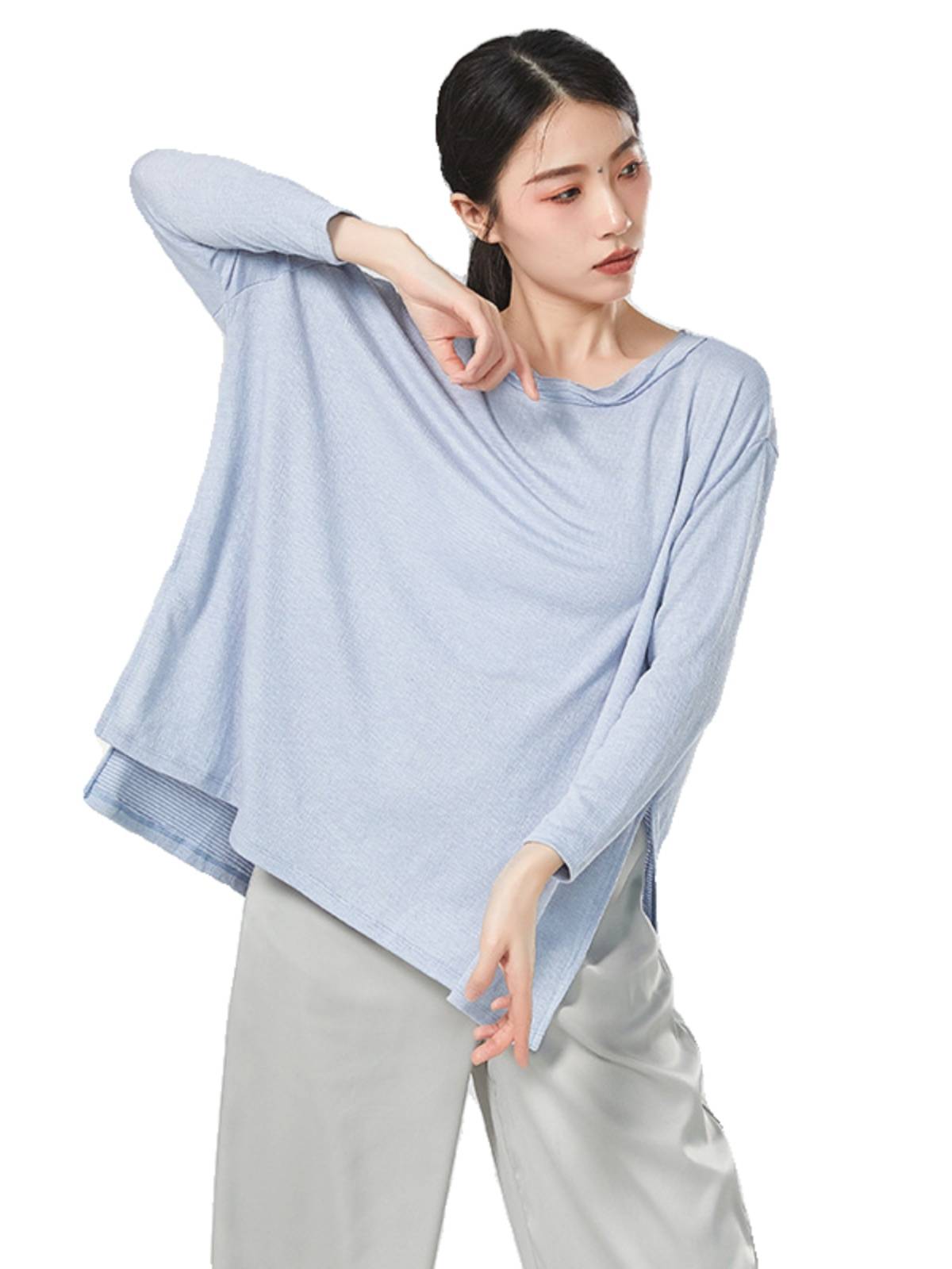 Modern dance service spring and summer new black French elegance, lazy loose temperament, bat shirt men and women same paragraph