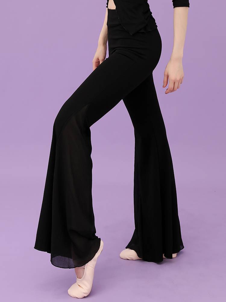 Classical dance clothing female dancing elegant black Modal pants modern dance exercise uniform vertical flared base pants