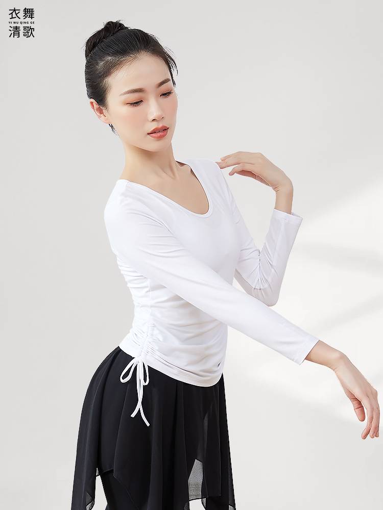 Modern dance top women's short -sleeved exercise in the body training long -sleeved clothing spring and summer art test new