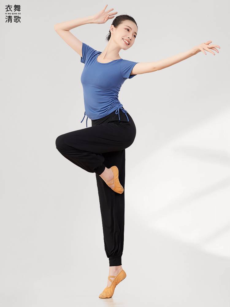 Modern dance top women's short -sleeved exercise in the body training long -sleeved clothing spring and summer art test new