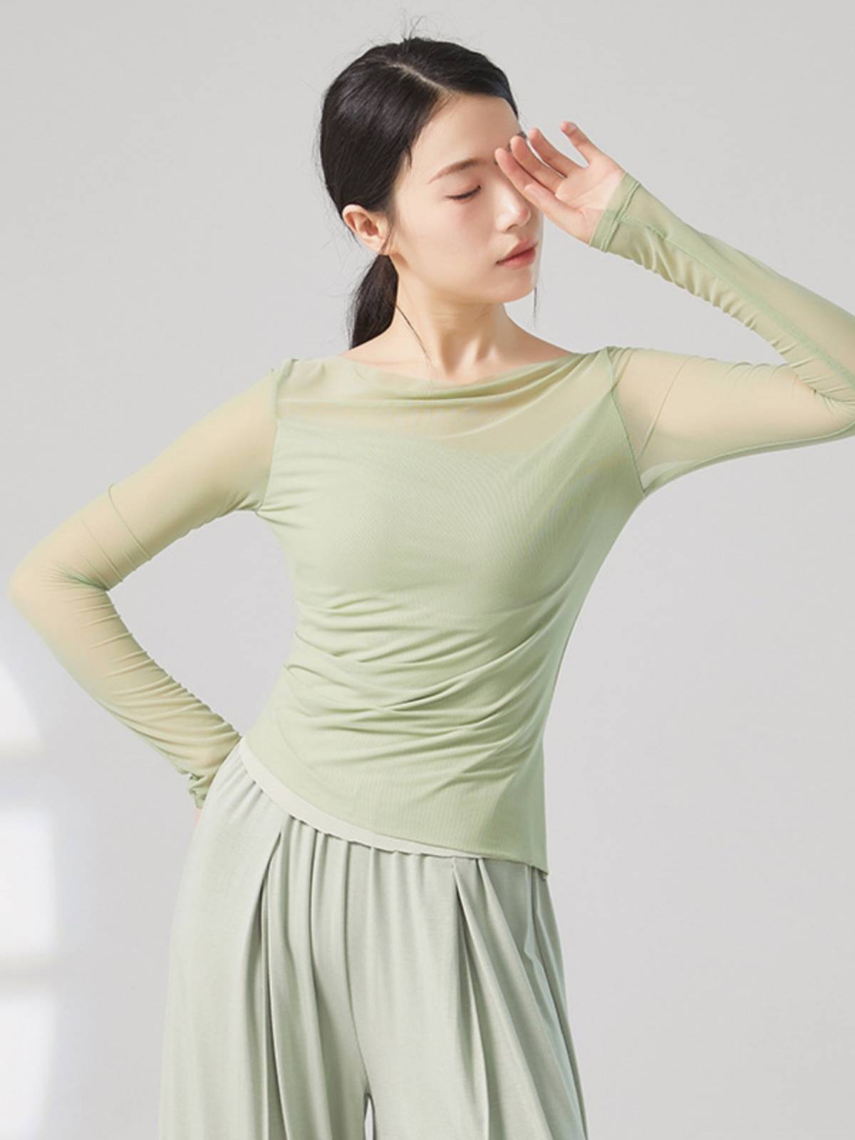 Modern dance dance repair long -sleeved top Chinese dance nation practitioner, self -fit body service female teacher, class