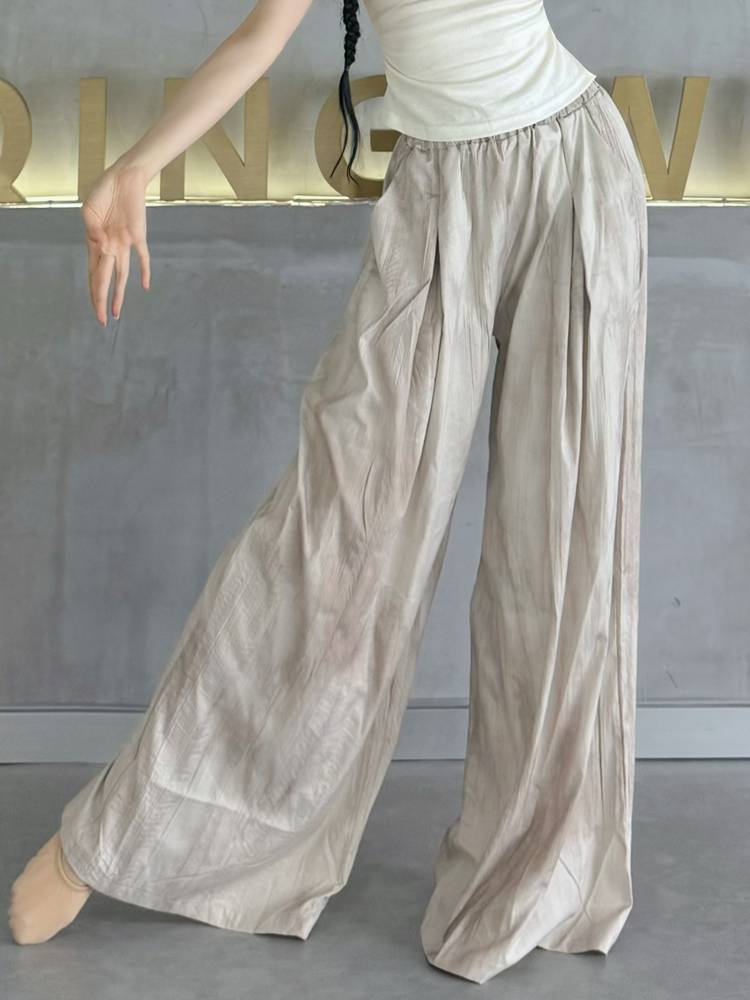 Modern dance pants are elegant summer national wind tieded wide -leg pants dance pants classical dance straight pants can be worn outside