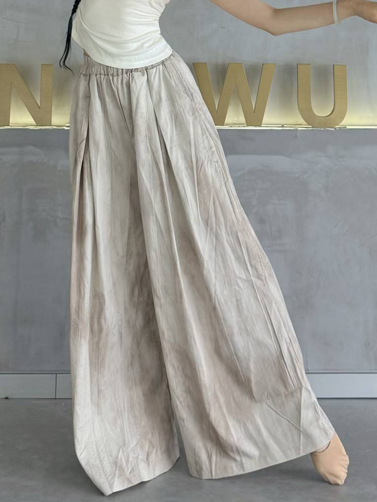 Modern dance pants are elegant summer national wind tieded wide -leg pants dance pants classical dance straight pants can be worn outside