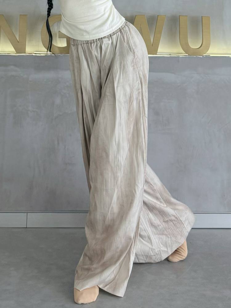 Modern dance pants are elegant summer national wind tieded wide -leg pants dance pants classical dance straight pants can be worn outside