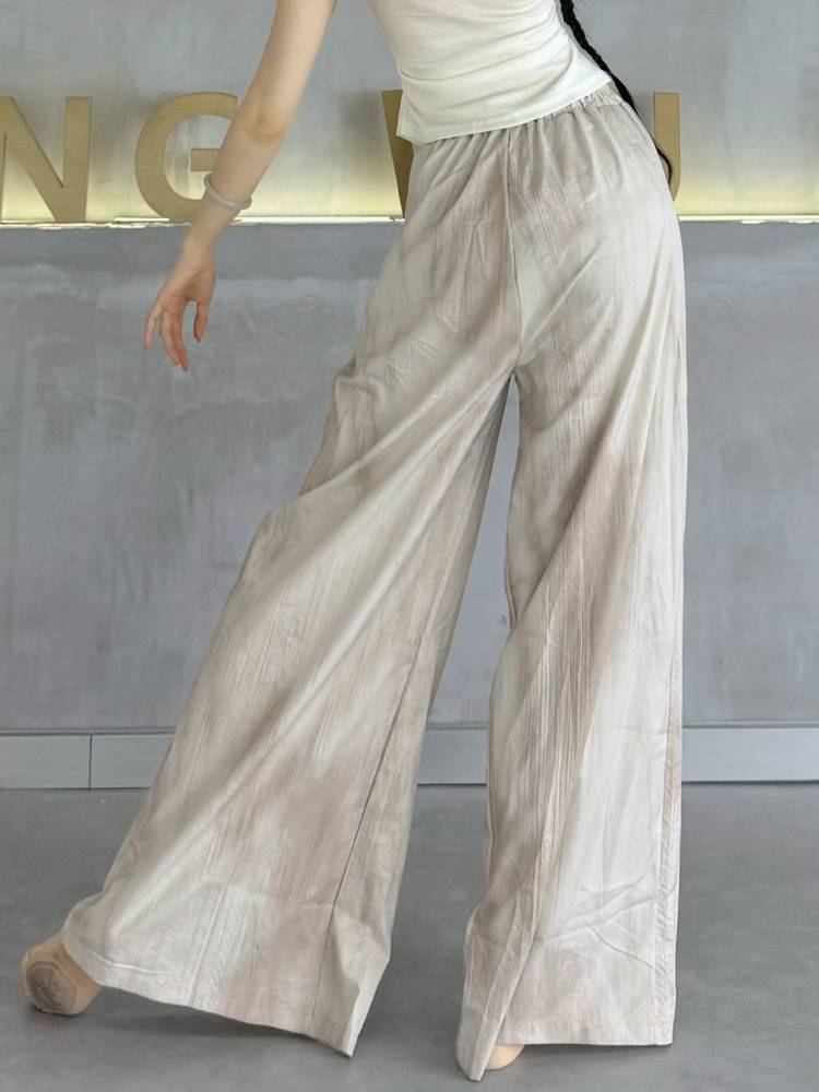 Modern dance pants are elegant summer national wind tieded wide -leg pants dance pants classical dance straight pants can be worn outside