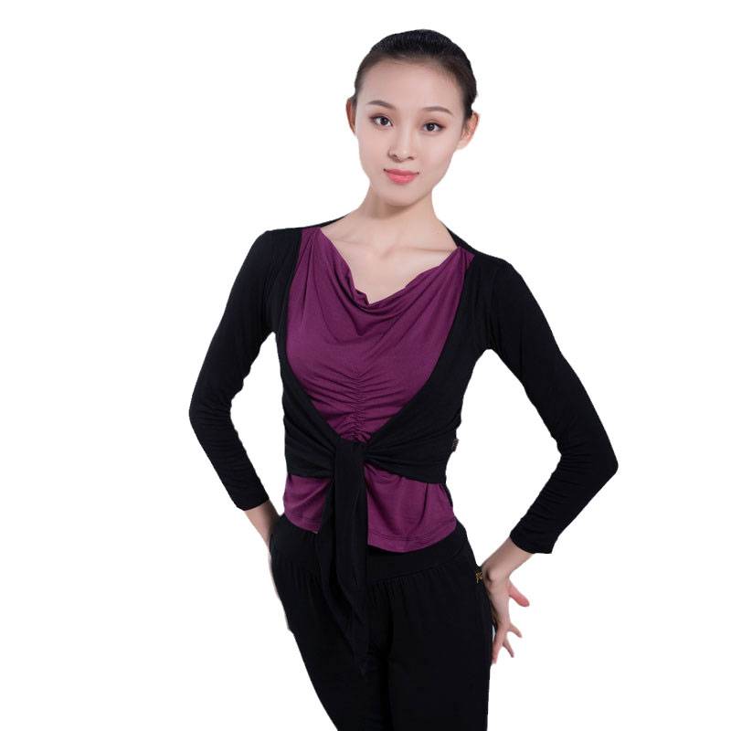 Red Dance Shoes 35216 Dance Server Female Adult Short Sleeve Top Modern Dance Plaza Dance Long Sleeve Practice Server Two pieces