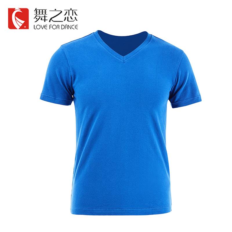 Dance Love -shaped Male Short -sleeved Modern Dance Server V -neck White Lean -based Training Kung Kung Gong Student Art Examination Services
