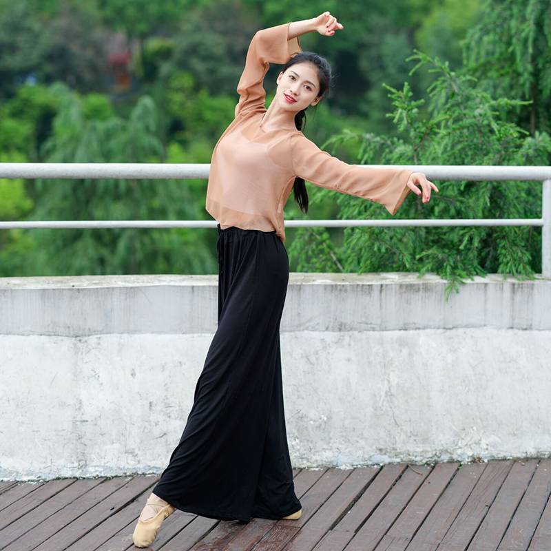 Dance service female adult loose men and women wide -leg pants national jazz practice service long pants straight pants modern dance clothing