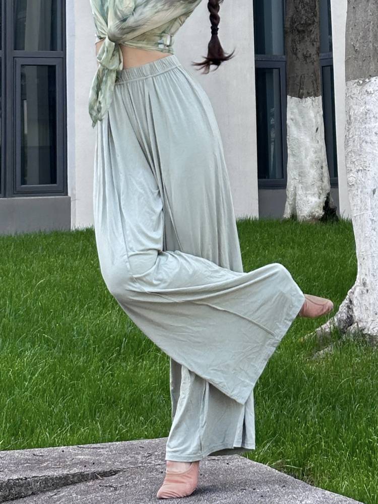 Modern dance pants feel in summer thin dance pants classical dance exercise pants loose wide leg pants dancing