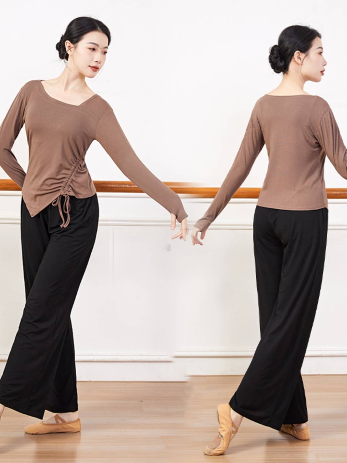 New product modern dance clothes, top female Modal straight practice wide -leg pants, thin fingers Chinese dance service