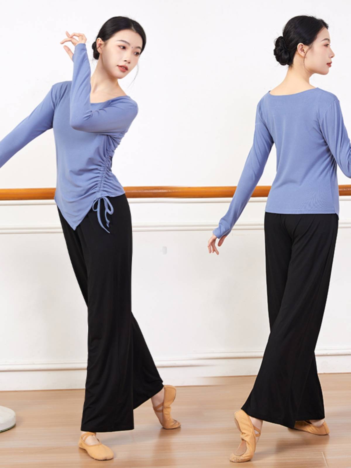 New product modern dance clothes, top female Modal straight practice wide -leg pants, thin fingers Chinese dance service