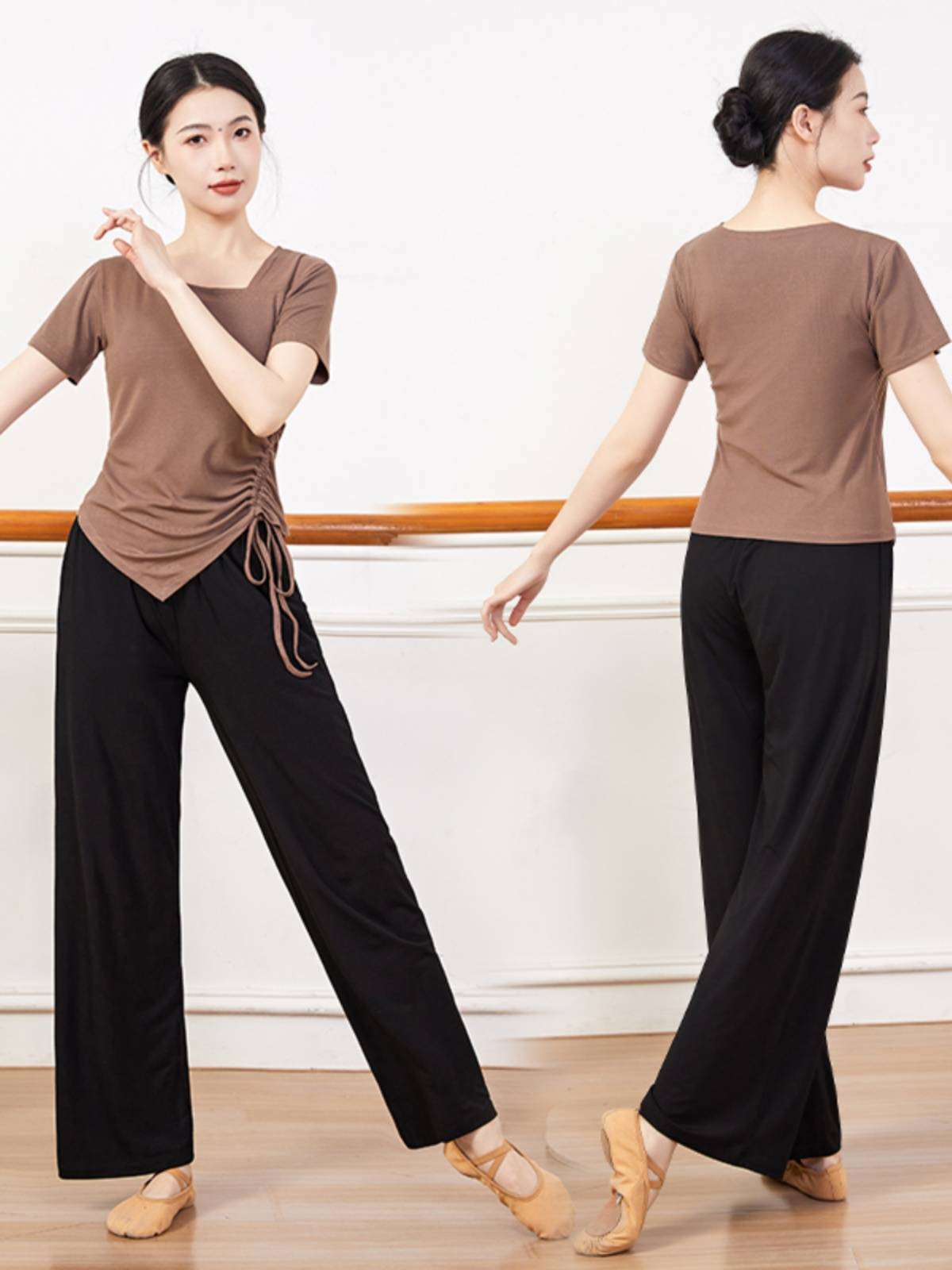 New product modern dance clothes, top female Modal straight practice wide -leg pants, thin fingers Chinese dance service