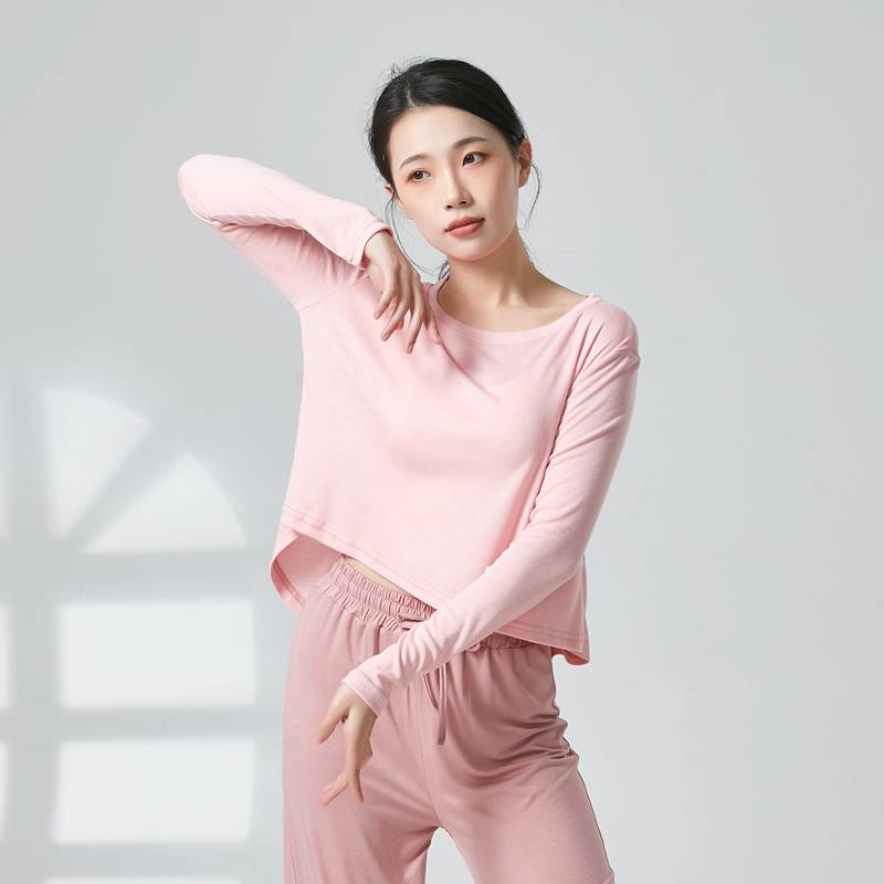 Modern dance exercises, top women's loose thin -breathable blouses ancient J Dance clothing female long -sleeved dance new