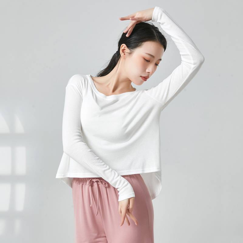 Modern dance exercises, top women's loose thin -breathable blouses ancient J Dance clothing female long -sleeved dance new