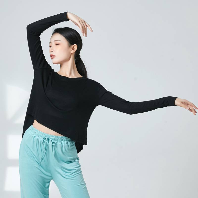 Modern dance exercises, top women's loose thin -breathable blouses ancient J Dance clothing female long -sleeved dance new