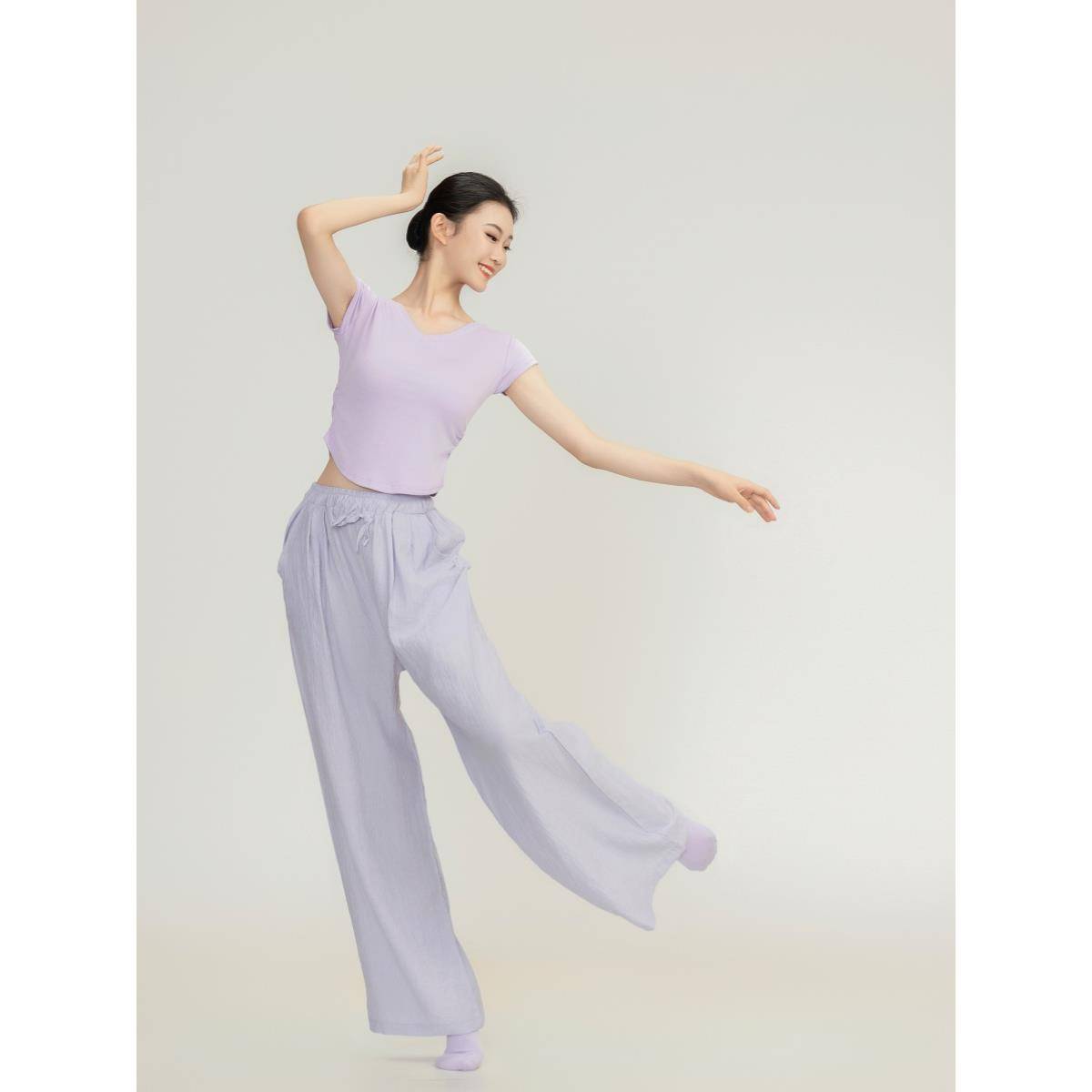 Modern dance exercise pocket pocket straight -leg wide -leg pants flowing Chinese dance nation classical dance service Zen pants