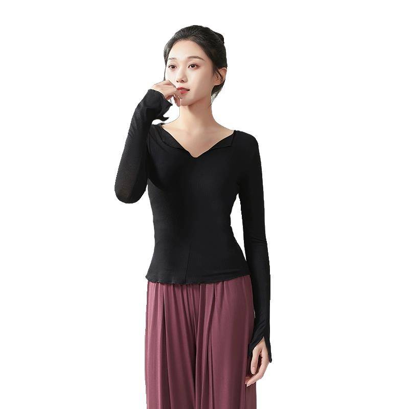 Dance top female fashion modern dance clothes body training suit new clothing black classical dance exercise uniform