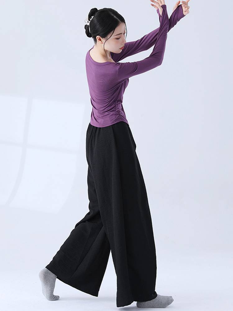 Modern dance classical dance exercise pants loose, elegant wide leg pants, vertical folds, panties dance birthday often wear