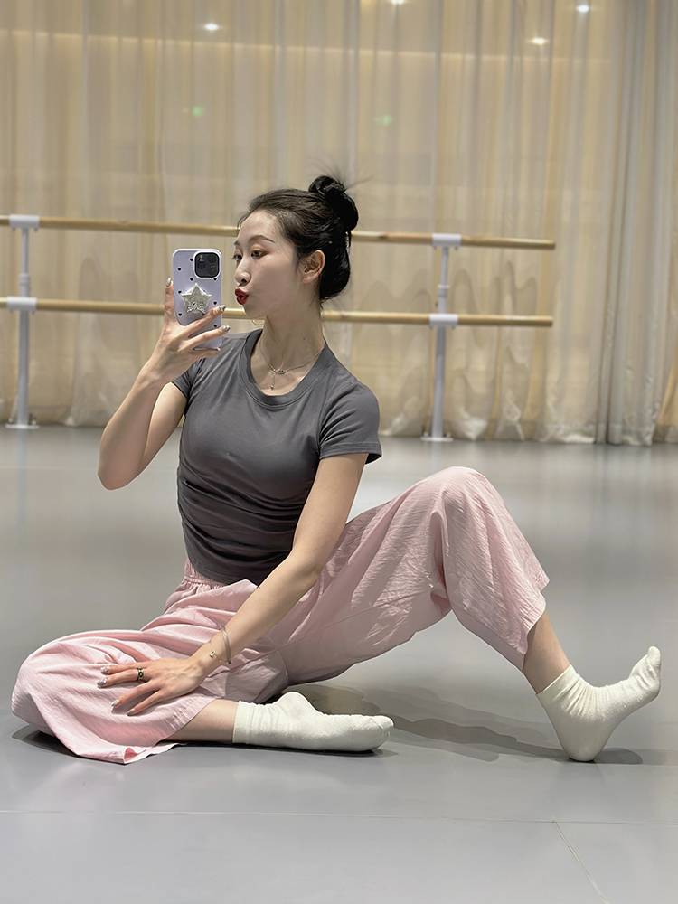 Round -neck slimming dance service short -sleeved summer modern dance exercise body training service fitness yoga uniforms